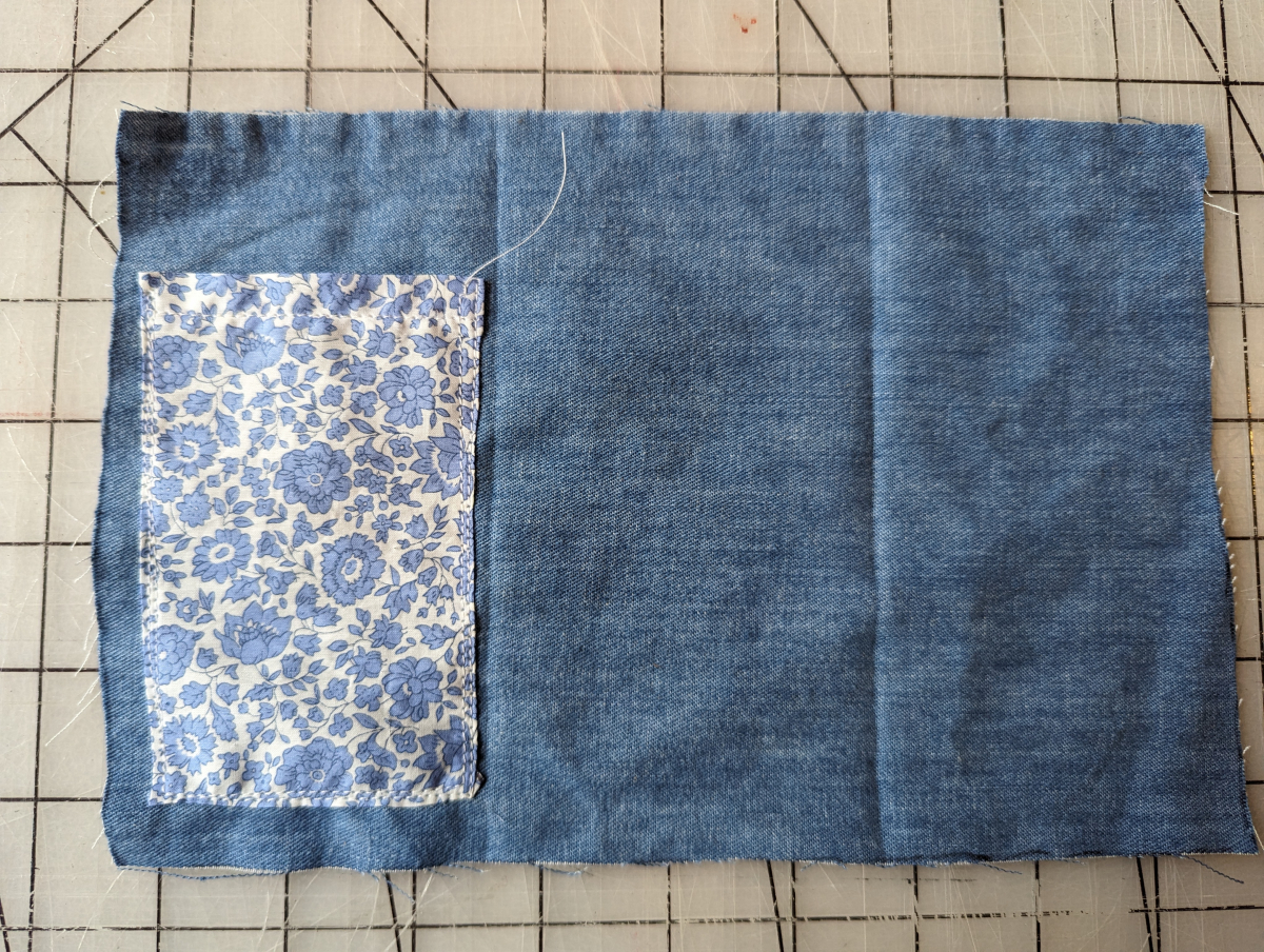 Scissors pocket sewn on to inner fabric