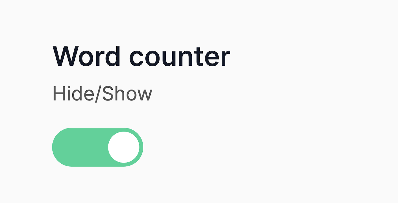 The toggle for showing or hiding the 'word counter'