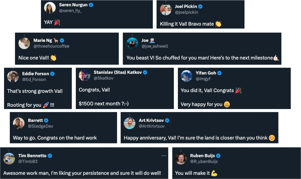 a collage of congratulatory tweets