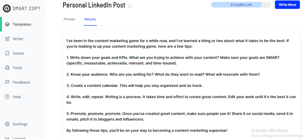Smart copy LinkedIn post template