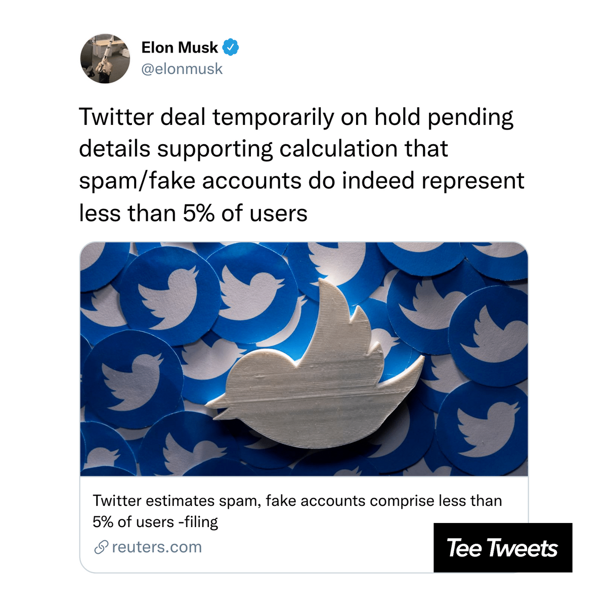 An Elon Musk tweet that reads, 
