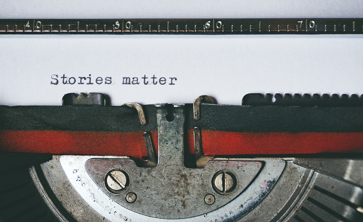 Picture of 'Stories matter' on a typewriter