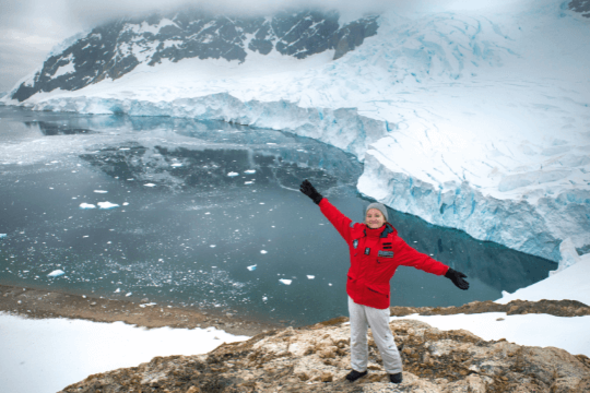 Hiking to the top of an Antarctic glacier