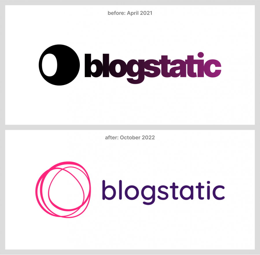 a depiction of both the old and the new logo of blogstatic